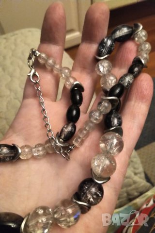 Огърлица мурано със сребърни елементи    НАМАЛЕНИЕ , снимка 3 - Колиета, медальони, синджири - 34615248