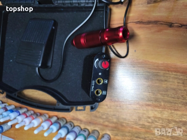 ТЕСТВАН професионален комплект за татуировки, машинка, ротационни писалки с патрони, захранване..., снимка 3 - Друго оборудване - 51598025