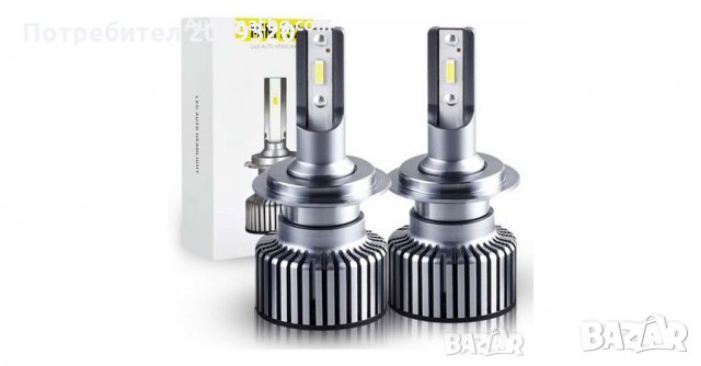 Комплект LED Лед Диодни Крушки за фар F32 Mini H7 50W - 10800Lm 6000K Cool White 