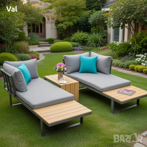 Градински комплект KANZA - модулен ъглов диван от алуминий с удобни възглавници и маса, снимка 10 - Други - 53331504