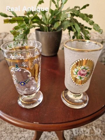 Страхотен антикварен лот от 2 чаши Бохемия Bochemia 