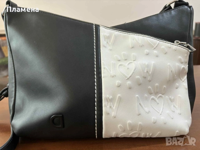 Черно бяла чанта desigual 