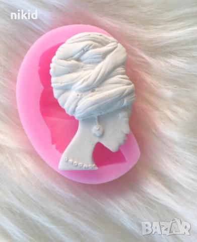 Етиопка жена с чалма лице силиконов молд форма фондан гипс шоколад декор