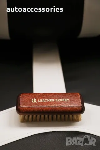 	Четка за почистване на кожа, Leather Expert, 4 x 11 x 3,5 см, кафяво/златно, снимка 2 - Аксесоари и консумативи - 48122827