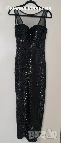 Официална черна рокля Fervente с пайети, снимка 1
