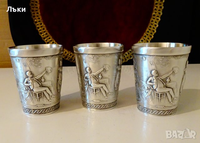 Чаша от калай за вино Lindenwirtin,любовна тема. , снимка 8 - Антикварни и старинни предмети - 37417841