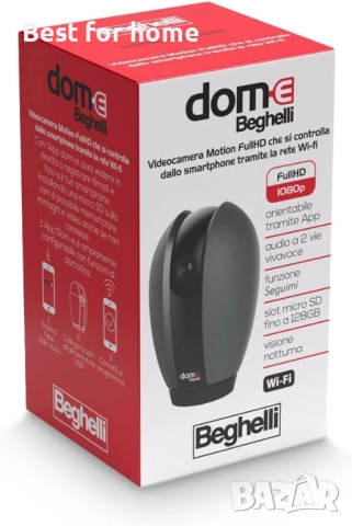 Смарт Wi-Fi камера Beghelli Dome 360 – Full HD, въртене на 360°, нощно виждане, снимка 3 - Камери - 52979237