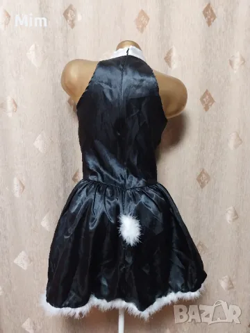 М Сатенена черна рокля за парти и ръкавици/ зайче /, снимка 7 - Рокли - 50416744