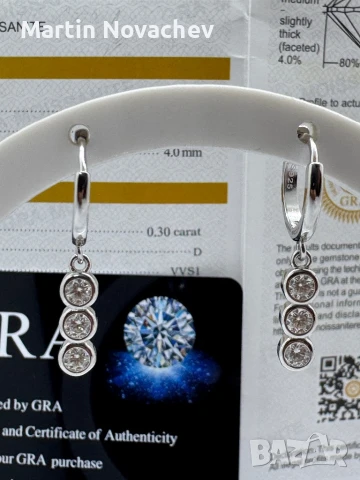 Сребърни обеци с мойсанит  (Диамант)