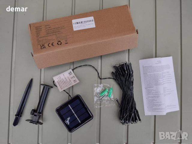 SLWOO Соларни лампи за външен монтаж - 5M 50 LED гирлянди, водоустойчиви, 2 режима, топло бяло, снимка 8 - Соларни лампи - 50951406