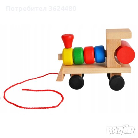  Дървено влакче с два вагона, снимка 10 - Влакчета, самолети, хеликоптери - 40749287