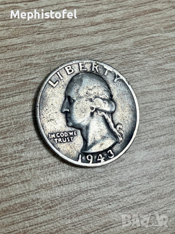 1/4 долар (Quarter Dollar) 1943 г S, САЩ - сребърна монета, снимка 2 - Нумизматика и бонистика - 44893724