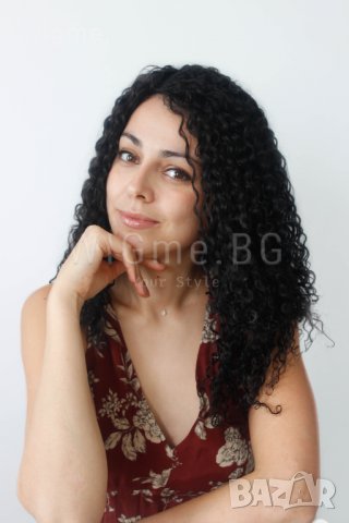 Kъдрава черна лейс фронт перука Жанет, снимка 1 - Аксесоари за коса - 39411448