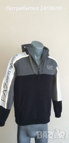 Emporio Armani EA7 Hoodie Half Zip Mens Size 50/L ОРИГИНАЛ! Мъжки Суичер!, снимка 11 - Спортни дрехи, екипи - 40802827