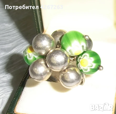 Сребърен пръстен с Millefiori, снимка 10 - Пръстени - 49302294