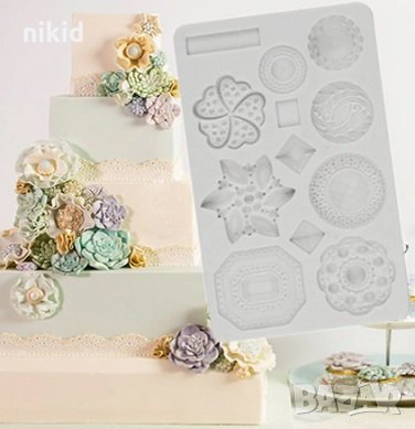 Различни камъни диаманти цветя брошка голям силиконов молд за фондан украса торта декорация шоколад