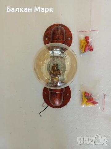 Винтидж,индустриален аплик,лампа от водопроводни тръби - месинг, снимка 4 - Други - 50737083