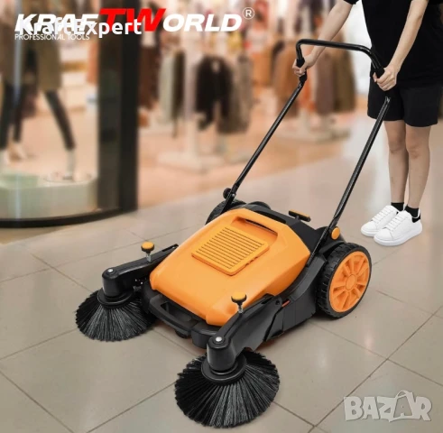 Механична машина за метене KraftWorld с 45л контейнер и 105см ширина, снимка 5 - Други машини и части - 50601949