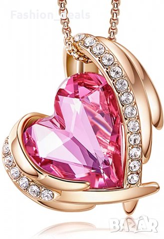 Нова Стилна Дамска огърлица с кристали Сърце Циркон Колие Свети Валентин
