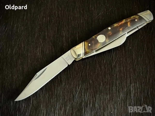 Колекционерски джобен сгъваем нож с три остриета Stockman Imitation Tortoise.  (Rough Ryder) RR2439, снимка 2 - Ножове - 48644281