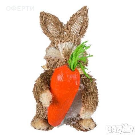 Великденска декоративна фигура Заек с морков 29см, снимка 2 - Декорация за дома - 44077811