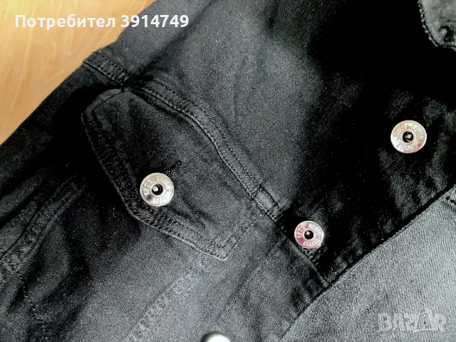 НОВО дънково яке, черно, кройка тип риза, 4 джоба, много леко и удобно, 99% памук, снимка 4 - Якета - 50411165