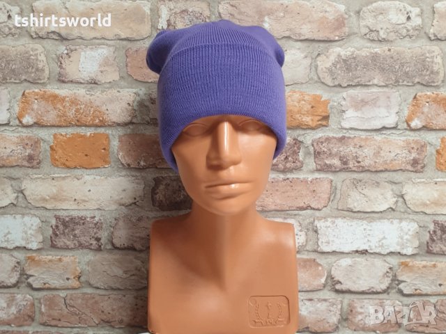 Нова зимна дамска/детска шапка с лилав цвят, снимка 3 - Шапки - 43375908