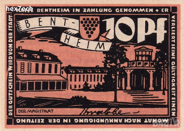 ❤️ ⭐ Германия Bentheim 1921 10 пфенинга UNC нова ⭐ ❤️, снимка 2 - Нумизматика и бонистика - 52918496