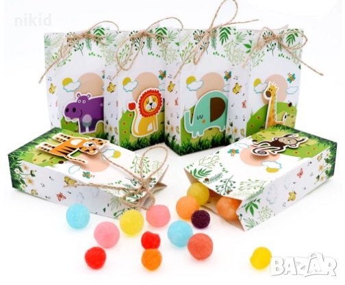 Зоо Диви Джунгла животни картонена кутия за лакомства подаръци рожден ден парти картонени кутийки, снимка 2 - Други - 32854614