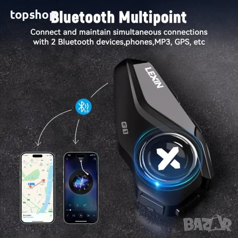 НОВ LEXIN G1 водоустойчиви bluetooth / безжични слушалки за каска, мотоциклет, 2 типа микрофони, снимка 4 - Аксесоари и консумативи - 50552464