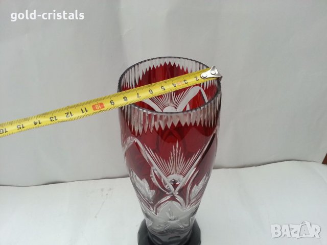 Кристална ваза цветен червен кристал, снимка 3 - Антикварни и старинни предмети - 33422563