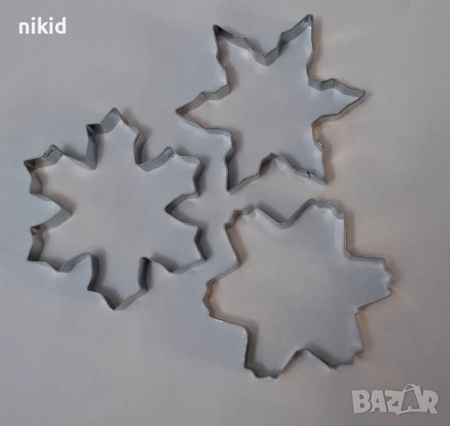 3 вида Снежинка Снежинки метална форма резец за сладки бисквитки фондан украса, снимка 2 - Форми - 52915516