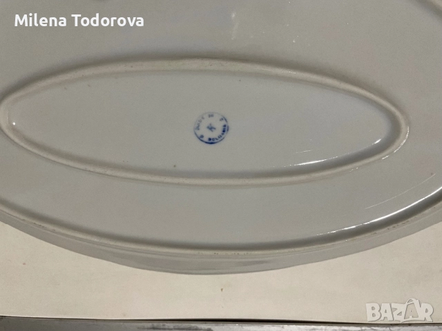  Голямо елипсовидно, порцеланово плато с маркировка, снимка 4 - Чинии - 52599573