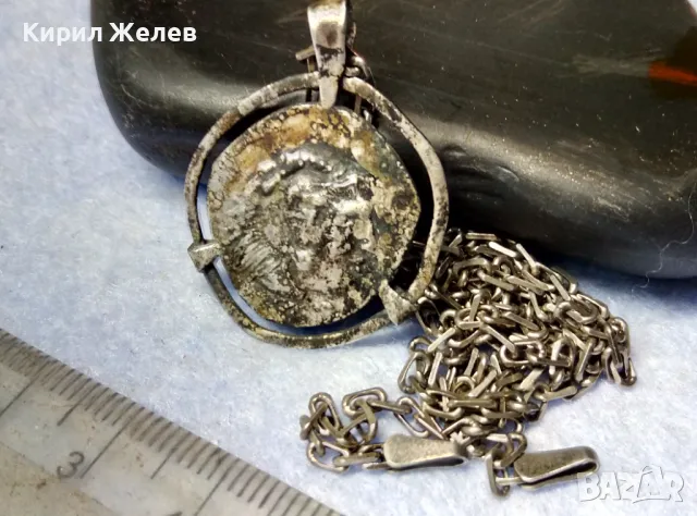 СРЕБЪРЕН МЕДАЛЬОН АРТ РЕПЛИКА КОПИЕ на ДРЕВНА МОНЕНА с СРЕБЪРНА ВЕРИЖКА ОКСИДИРАНО СРЕБРО 925 47522, снимка 9 - Колиета, медальони, синджири - 49328909