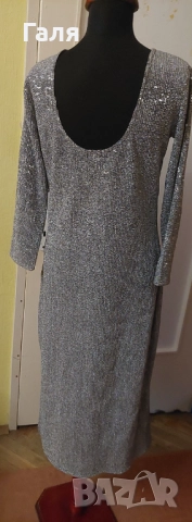 Рокля сребриста с пайети , снимка 2 - Рокли - 52163265