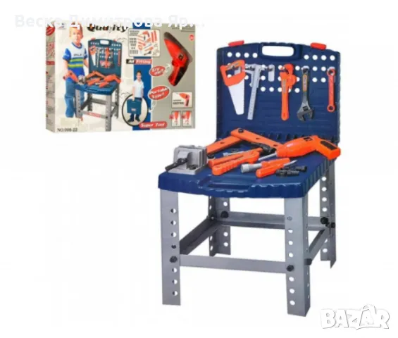 Детска маса за инструменти с играчка електрическа бормашина