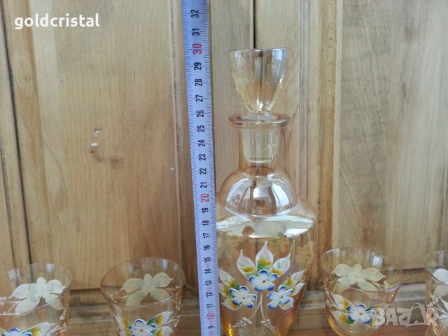 Бохемия чаши и гарафа ръчна изработка, снимка 6 - Антикварни и старинни предмети - 36770339
