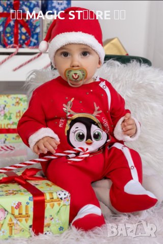 Коледен ромпър с шапка р.74 (6-9м.), снимка 1