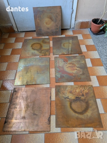 Парчета Медна  ламарина с размери : 30 х 30 х 2мм. и тегло 6 кг.