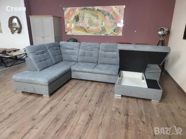 ПРОМОЦИЯ!!! Светло сив П - образен ъглов диван Nixon с функция сън, снимка 2 - Дивани и мека мебел - 52829776