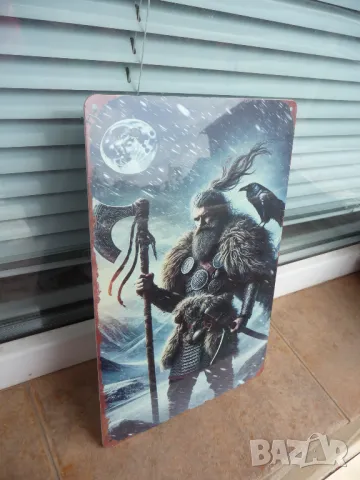 Метална табела разни Викинг войн брадва меч гарван луна север Викингите, снимка 2 - Декорация за дома - 50113888