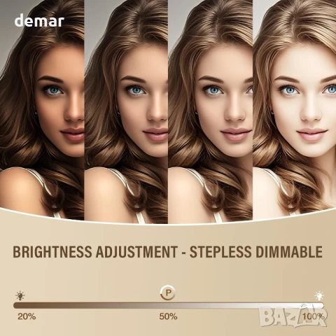 halumao Холивудско огледало за тоалетка/стена с осветление, с USB портове, 58 x 48 см, снимка 3 - Огледала - 50779825