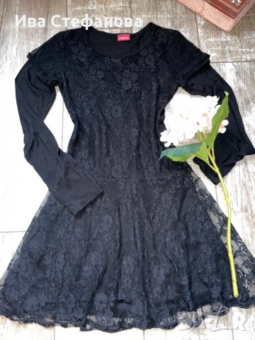 Черна елегантна дантелена парти рокля , снимка 8 - Рокли - 38832003