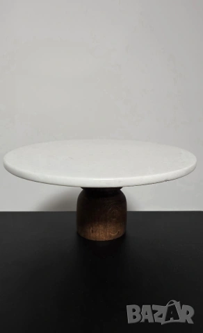 Плато за сервиране от мрамор и дърво / Поставка за маса 