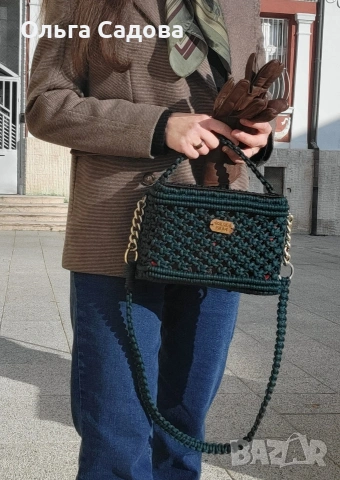 Авторска ръчно изработена макраме чанта Forest Ember., снимка 6 - Чанти - 53282694