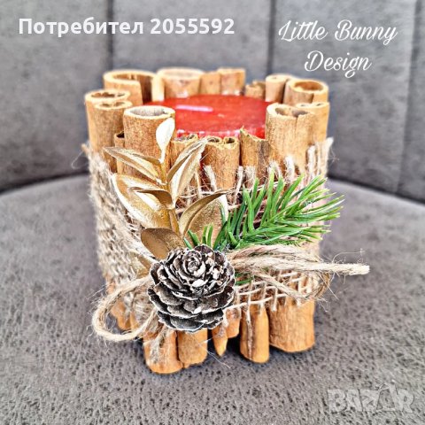 Коледна свещ с канелени пръчици , снимка 7 - Коледни подаръци - 38725580