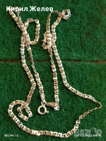 Сребърен синджир с плетка тип КАРТИЕ нежен стилен в перфектно състояние 40190, снимка 4 - Колиета, медальони, синджири - 52863366