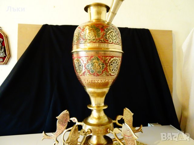 Бронзово наргиле 3.2 кг,клетъчен емайл. , снимка 5 - Антикварни и старинни предмети - 26905624