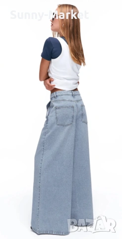 Дамско модерно дънки с широк крачол, снимка 2 - Дънки - 53506001