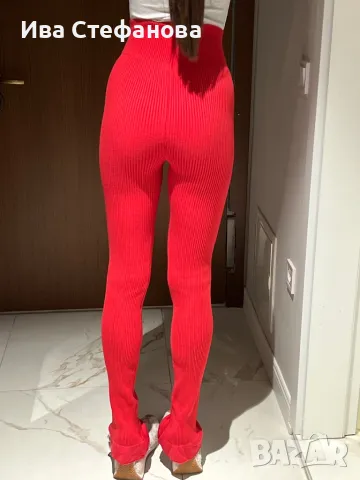 Нов уникален секси висока талия червен спортен елегантен панталон рипс рипсен Alice Evis , снимка 7 - Панталони - 49702051